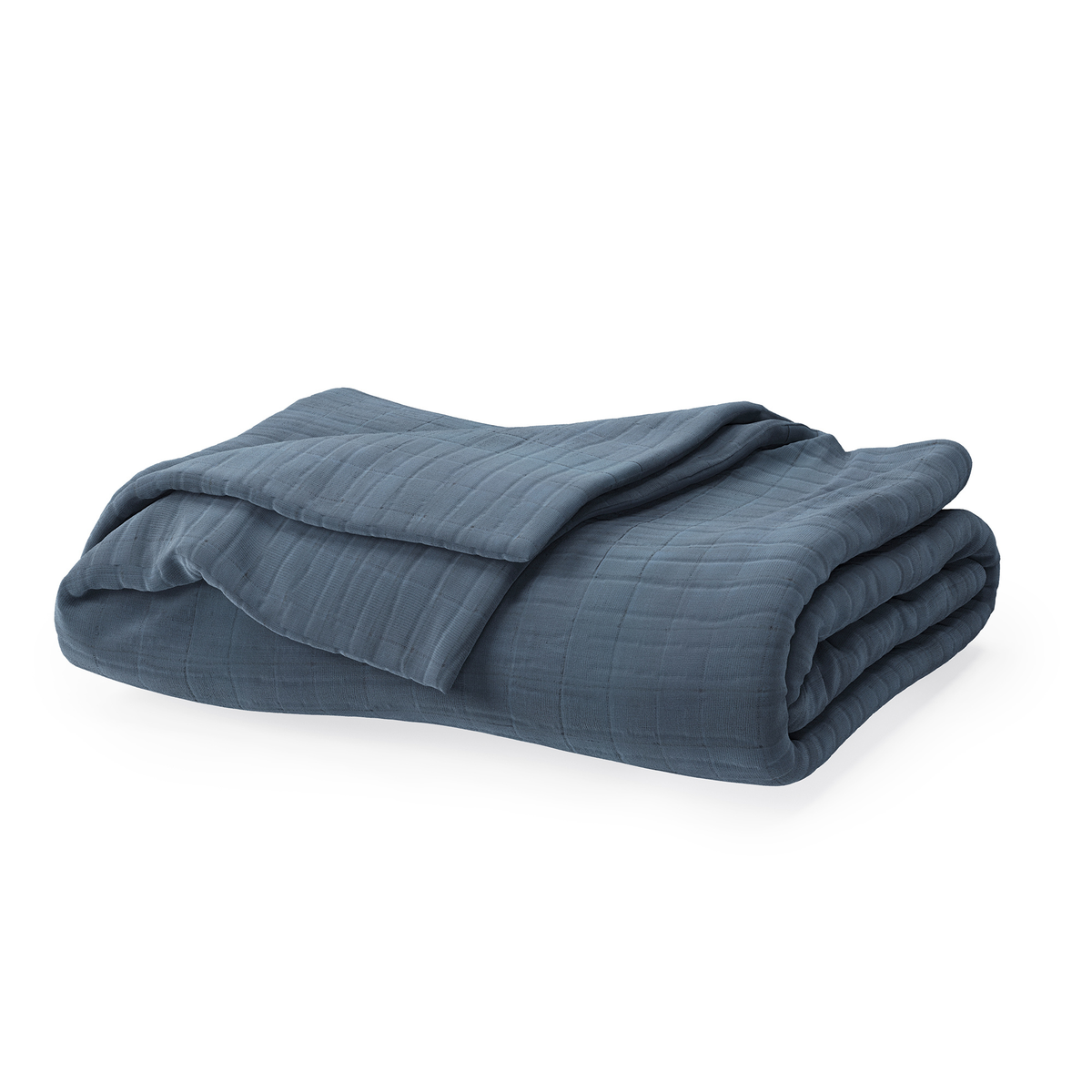 Folded blanket against a white background #color_mineral blue