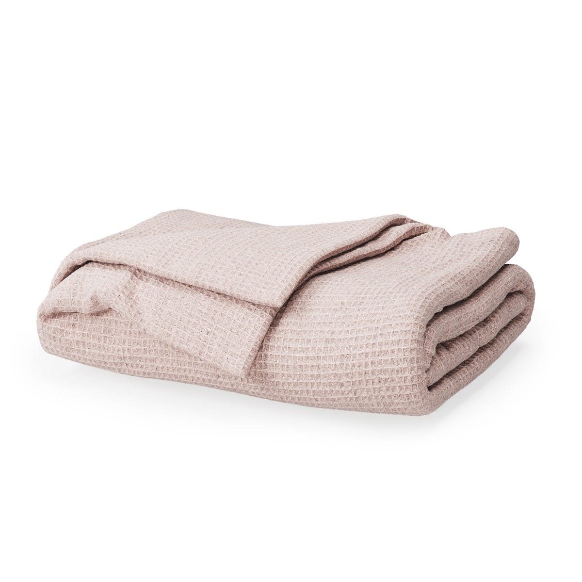 Folded pink blanket on a white background #color_petal