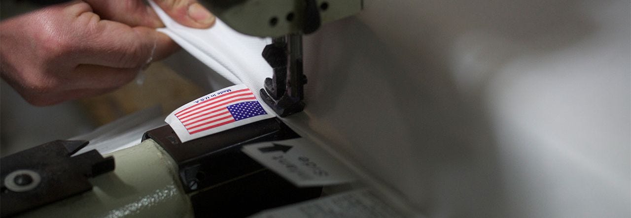 made in the USA product label being made