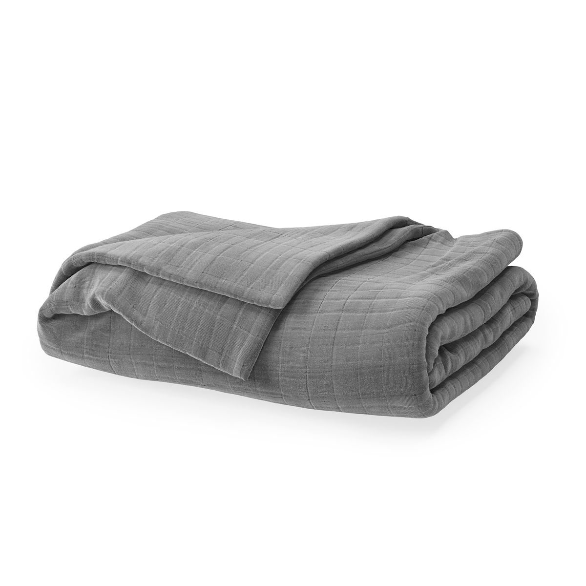 Folded blanket against a white background #color_pebble grey