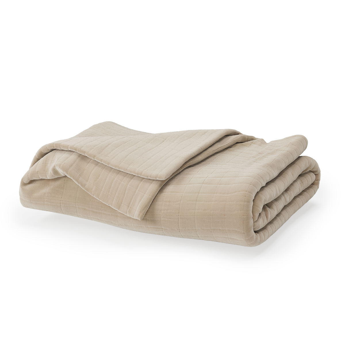 Folded blanket against a white background #color_sand