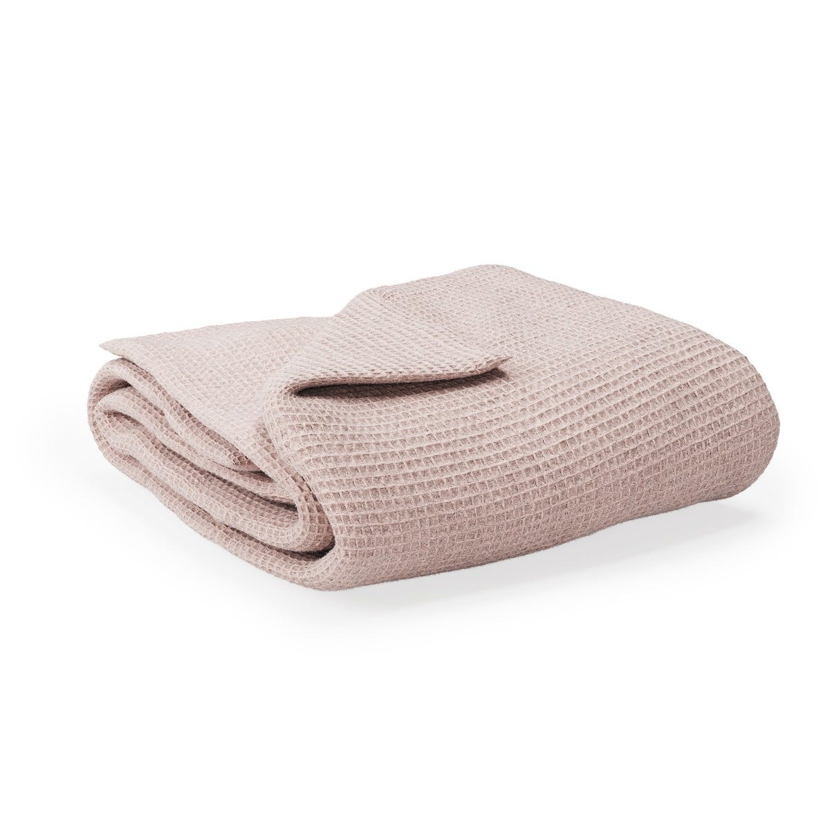 Folded waffle blanket on a white background #color_petal