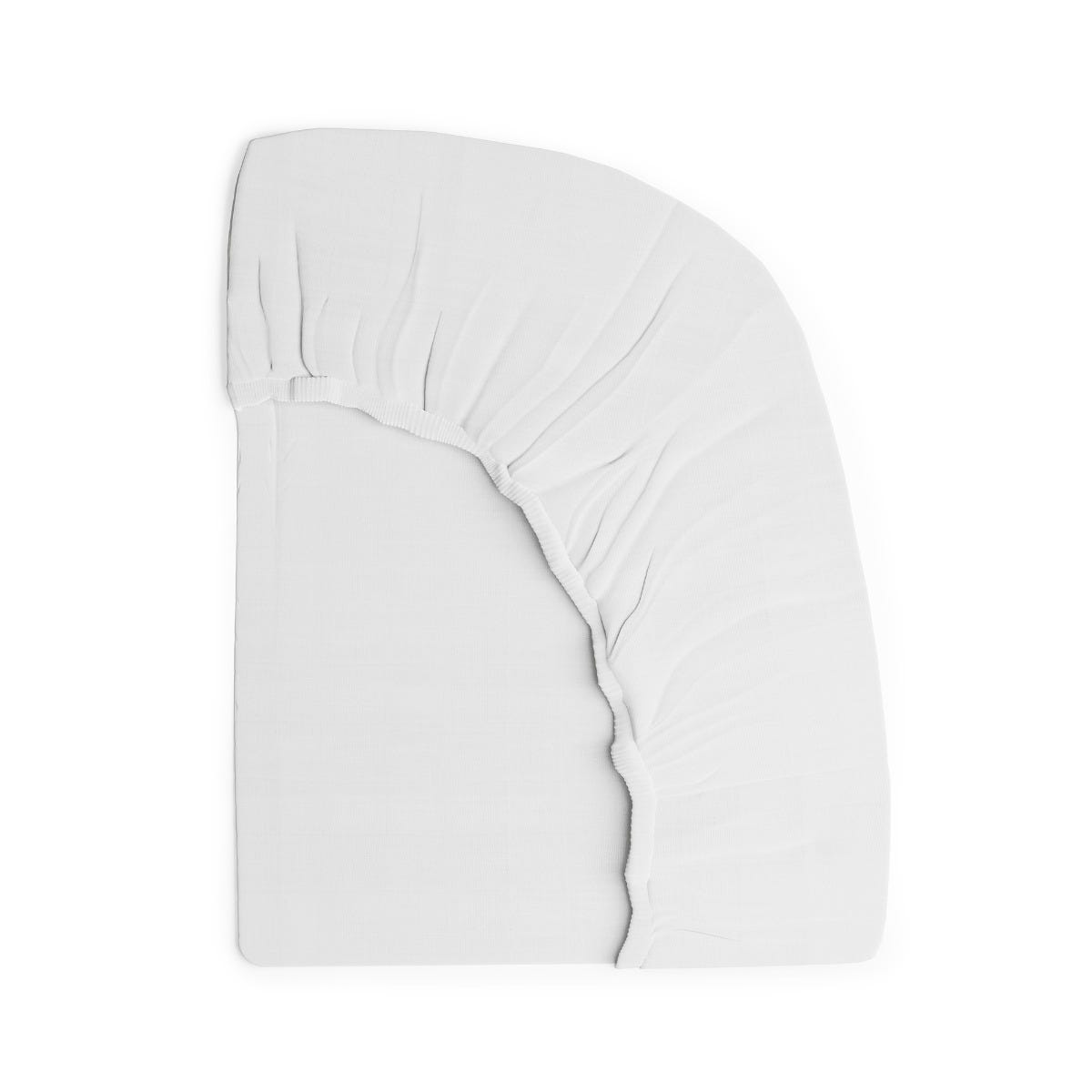 White fitted sheet folded against a white background #color_arctic snow
