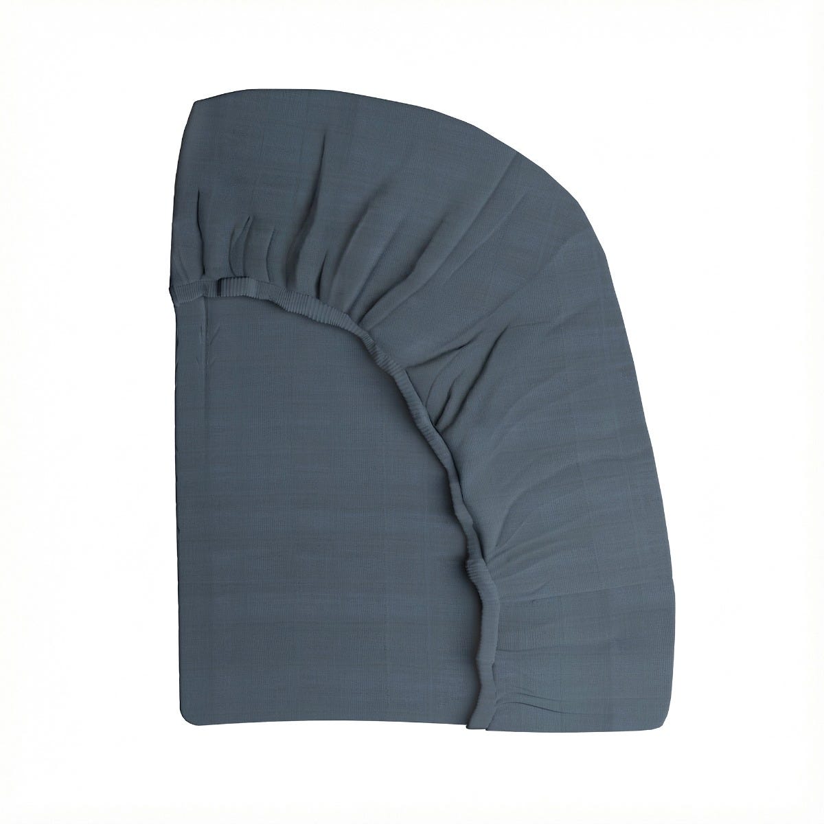Fitted sheet folded against a white background #color_mineral blue