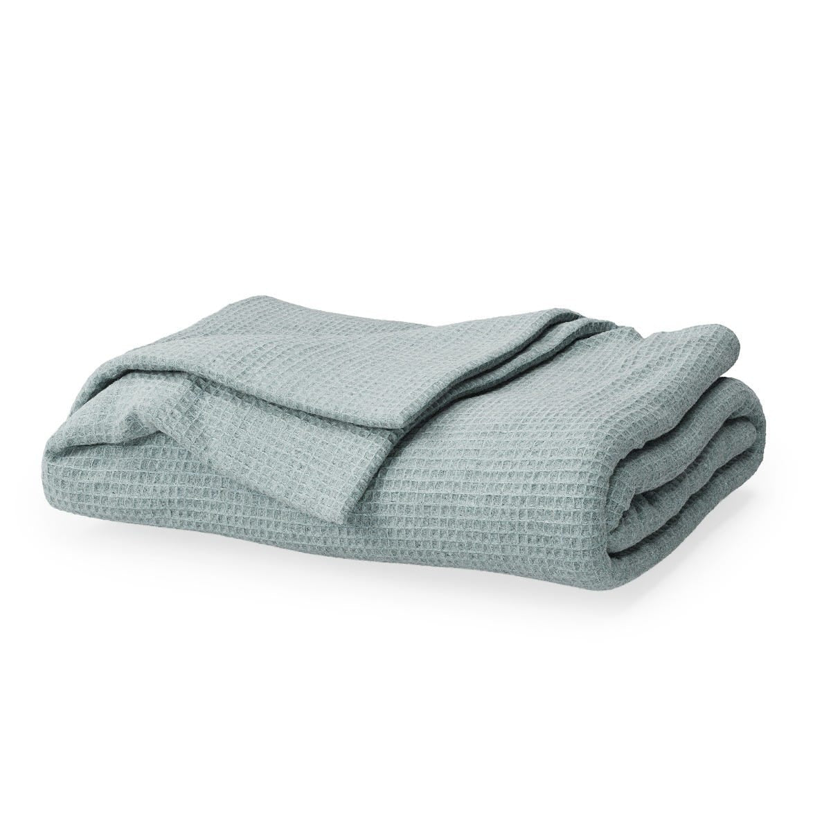 Folded light blue blanket on a white background #color_harbor island
